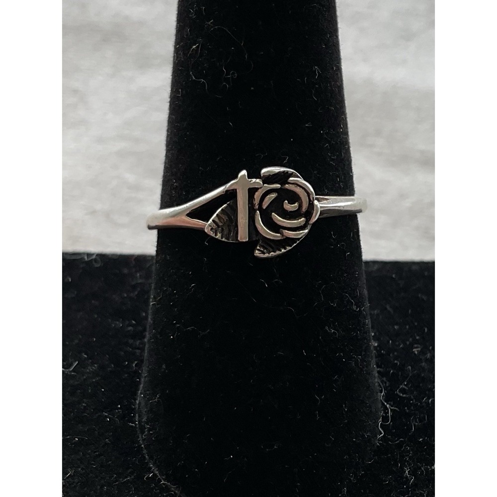 Vintage 925 Sterling Silver Rose & Cross Ring Size 8.5 Estate Jewelry - Picture 7 of 7